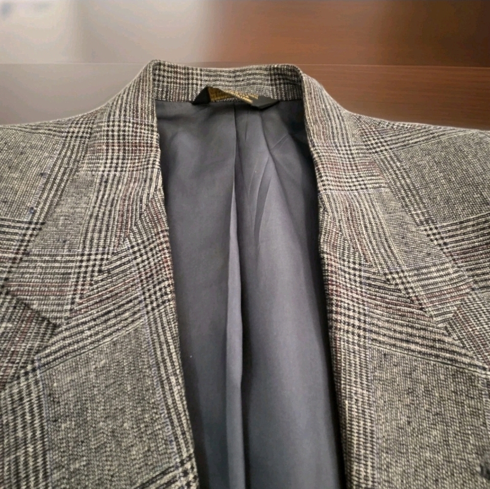 Nino Cerruti Rue Royale Men’s Blazer Sport Coat 44R Gray Glen Plaid Wool